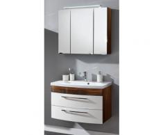 Ensemble de Meuble de salle de bain de 3 pièces Malema 80cm en Noix et Blanc