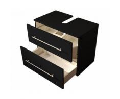 Meuble sous vasque 70 cm avec roulette noir aspect satiné