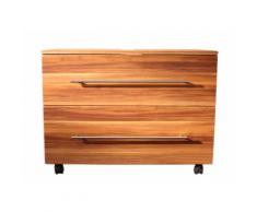 Meuble sous vasque 85 cm avec roulette décor noyer