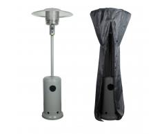 Happy Garden Parasol chauffant OSLO - chauffage d'extérieur gaz 13kW - acier gris clair + housse