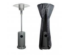 Happy Garden Parasol chauffant OSLO - chauffage d'extérieur gaz 13kW - acier gris + housse
