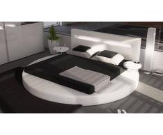 gdegdesign Lit rond design blanc 140x190 cm simili cuir - Uster
