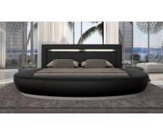 gdegdesign Lit rond design noir 140x190 cm simili cuir - Kovel