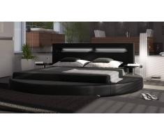 gdegdesign Lit rond design noir 200x200 cm simili cuir - Uster