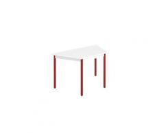 Table de réunion multiforme classique trapèze plateau blanc piétement rouge