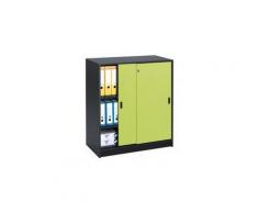 Armoire bois 100 x 90 cm corps anthracite - portes coulissantes kiwi