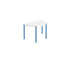 Table de réunion multiforme classique trapèze plateau blanc piétement bleu
