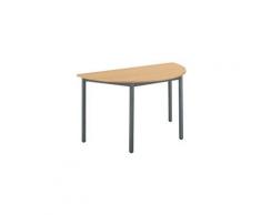 Table de réunion multiforme classique demi-rond plateau chêne clair