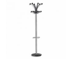 Portemanteau Hakéa Chrome Noir, 12 patères, porte-parapluie - Hauteur 76 cm, Socle 34 cm
