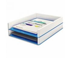 Corbeille à courrier Dual Blanc Bleu métallisé - Dimensions : L26,7 x H4,9 x P33,6 cm - Lot de 2