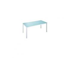 Table de réunion rectangulaire en verre 160 x 80 cm plateau couleur aigue-marine