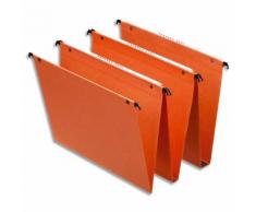 Boîte de 25 dossiers suspendus DUAL TIROIR en kraft 240g. Fond 15, volet agrafage. Orange