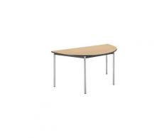 Table réunion hêtre/chrome demi rond pieds vérins