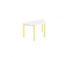 Table de réunion multiforme classique demi-rond plateau blanc piétement jaune