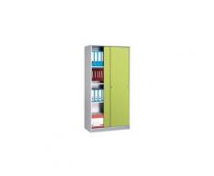 Armoire bois 180 x 90 cm corps aluminium - portes coulissantes kiwi