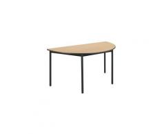 Table de réunion hêtre/noir demi rond pieds vérins