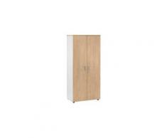 Armoire portes battantes Inéo H 180 cm, décor chêne - corps blanc