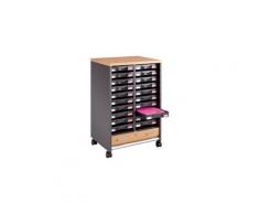 Desserte mobile anthracite - rideaux hêtre - 20 tiroirs anthracite