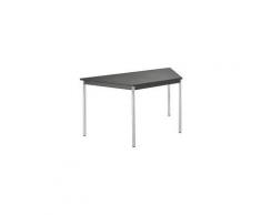 Table de réunion frêne noir/chrome trapézoïdale pieds vérins
