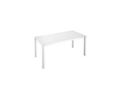 Table de réunion réctangulaire 160 x 80 cm plateau en verre blanc