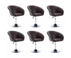 vidaXL Chaise pivotante 6 pcs Similicuir 67,5x58,5x87cm Marron