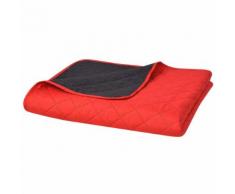 vidaXL Couvre-lit double face matelassé Rouge et noir 220 x 240 cm