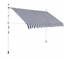 vidaXL Auvent rétractable manuel 300 cm Rayures bleues et blanches
