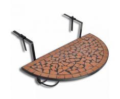 vidaXL Table de balcon suspendue Demi-circulaire Terre cuite