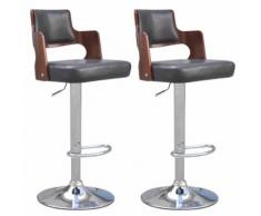 vidaXL Tabouret de bar 2 pcs Siège carré Cuir synthétique Noir