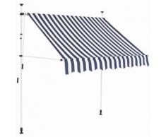 vidaXL Auvent rétractable manuel 150 cm Rayures bleues et blanches
