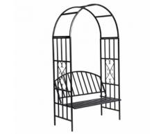 vidaXL Gloriette de jardin noire avec banc
