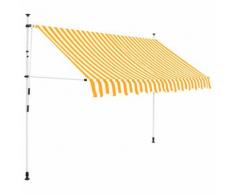 vidaXL Auvent rétractable manuel 250 cm Rayures jaunes et blanches