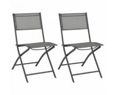 vidaXL Chaises de jardin pliables 2 pcs Acier et textilène