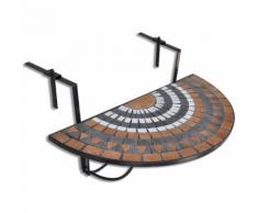 vidaXL Table de balcon suspendue Demi-circulaire Terre cuite Blanc