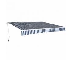 vidaXL Auvent pliable manuel 400 cm Bleu/blanc