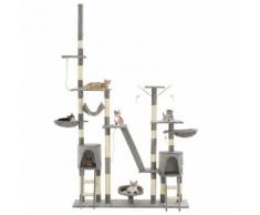vidaXL Arbre à chat avec griffoirs en sisal 230-250 cm Gris