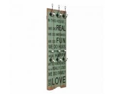 vidaXL Porte-manteau mural avec 6 crochets 120 x 40 cm HAPPY LOVE