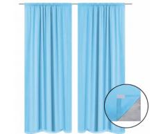 vidaXL Rideau occultant 2 pcs Double couche 140 x 245 cm Turquoise