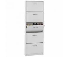 FMD Armoire à chaussures 5 compartiments inclinables Blanc 411-005