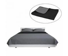 vidaXL Couvre-lit à double face matelassé 170 x 210 cm Gris et noir