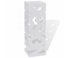 vidaXL Blanc Carré Porte-parapluie Stockage pour cannes bâtons Acier 48,5 cm
