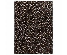 vidaXL Tapis Cuir véritable Patchwork 160 x 230 cm Carré Noir/Blanc