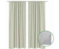 vidaXL Rideau occultant 2 pcs Double couche 140 x 175 cm Crème
