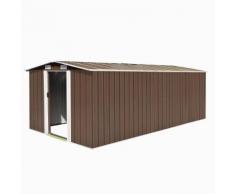 vidaXL Abri de jardin 257 x 497 x 178 cm Métal Marron