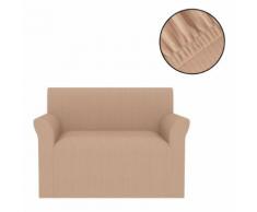 vidaXL Housse de canapé extensible Larges rayures Beige