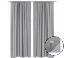 vidaXL Rideau occultant 2 pcs Double couche 140 x 245 cm Gris