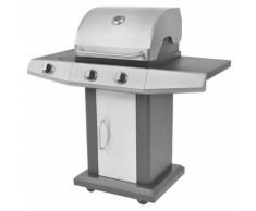 vidaXL Barbecue à gaz 2 + 1 zone de cuisson Noir et argenté