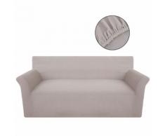 vidaXL housse de canapé tissu tricoté en polyester extensible beige
