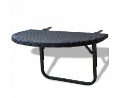 vidaXL Table de balcon en rotin synthétique noir
