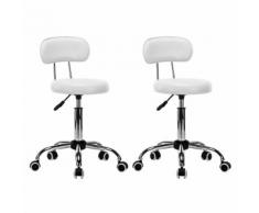vidaXL Tabouret de salon spa pivotant 2 pcs Simili-cuir Blanc